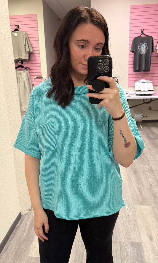 Raised Ribbed Pocket Tee