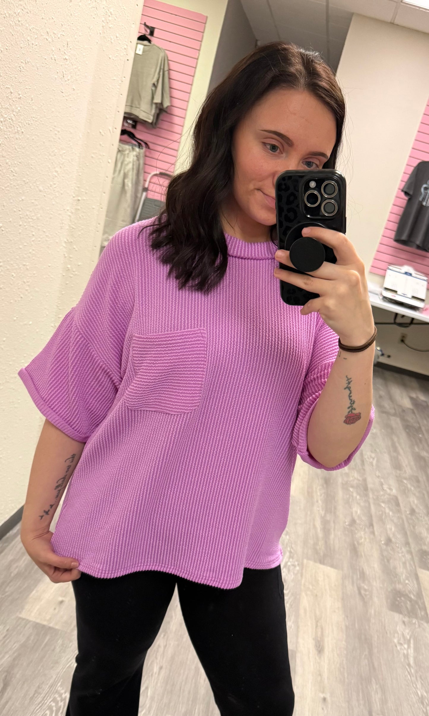 Raised Ribbed Pocket Tee