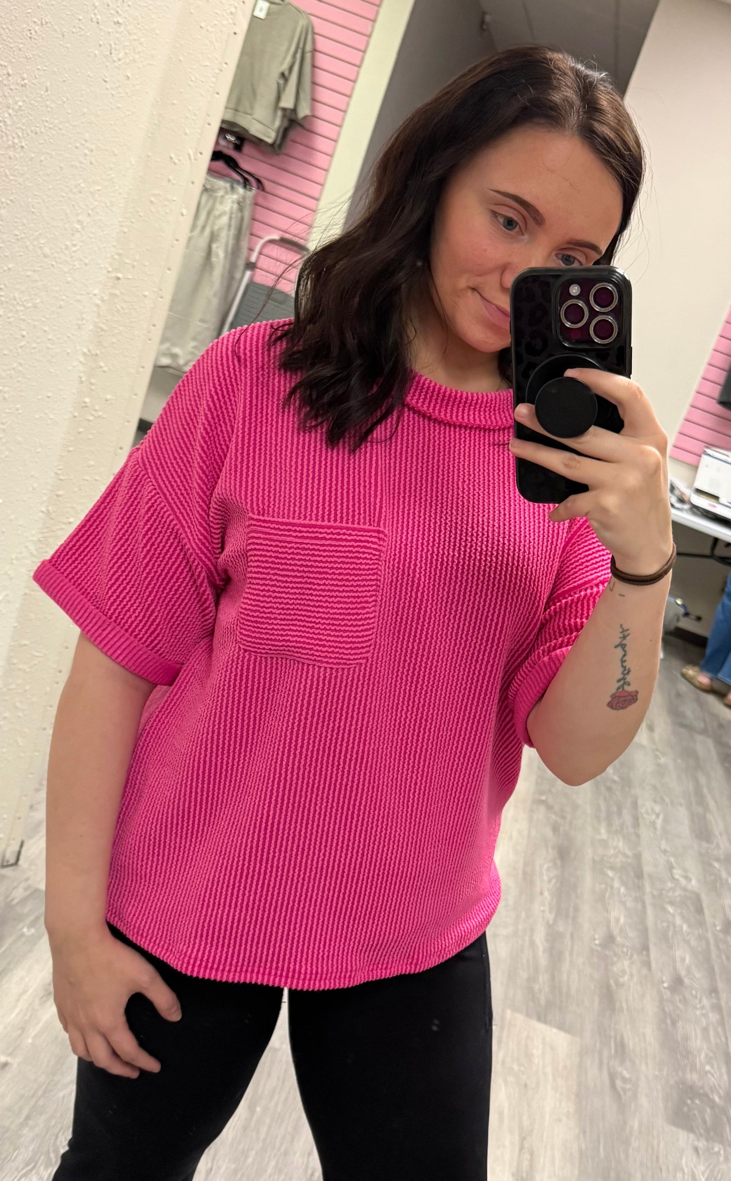 Raised Ribbed Pocket Tee