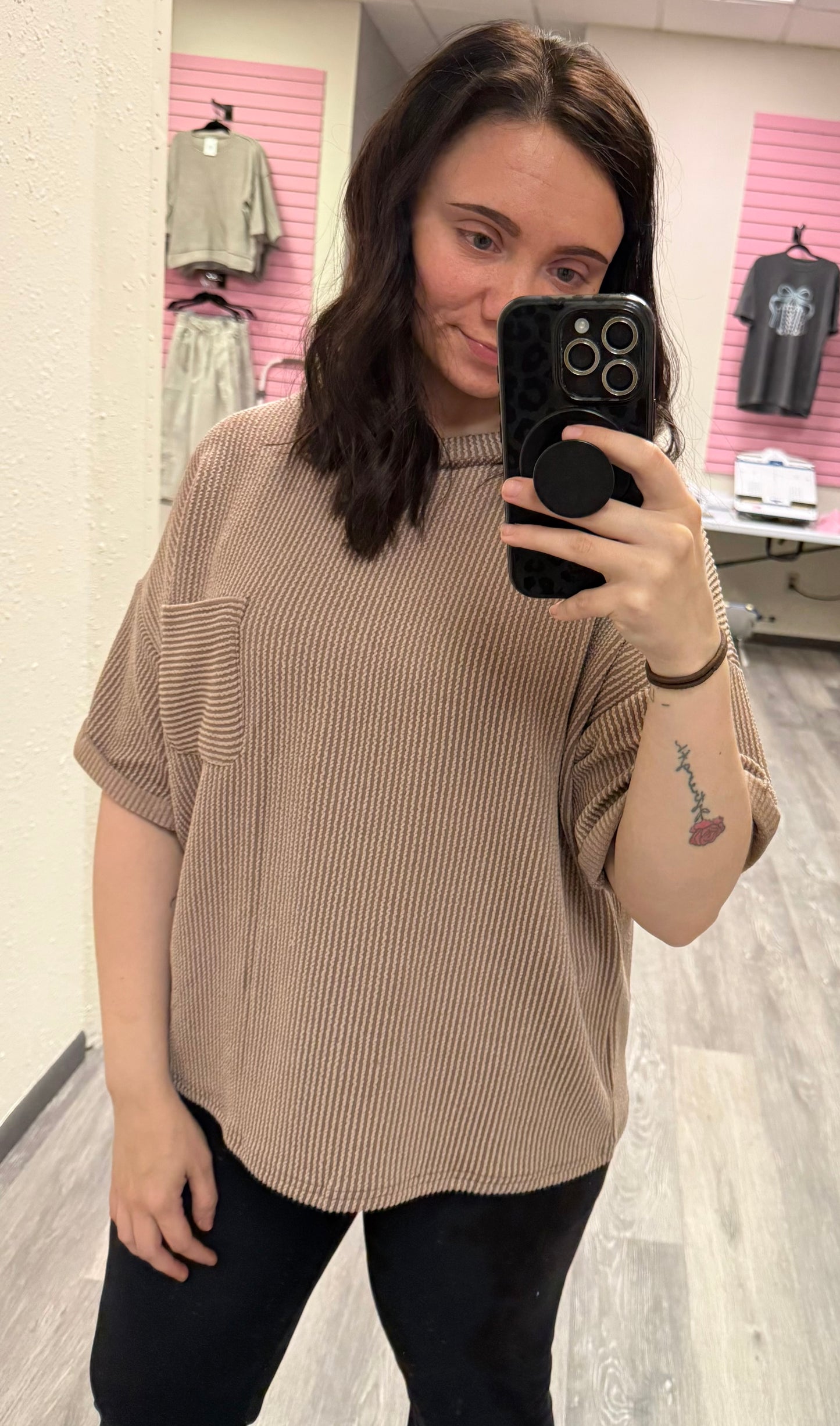 Raised Ribbed Pocket Tee