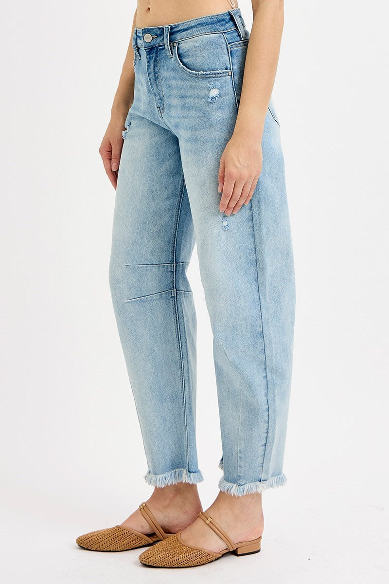 Slouchy Crop Light Barrel Jeans