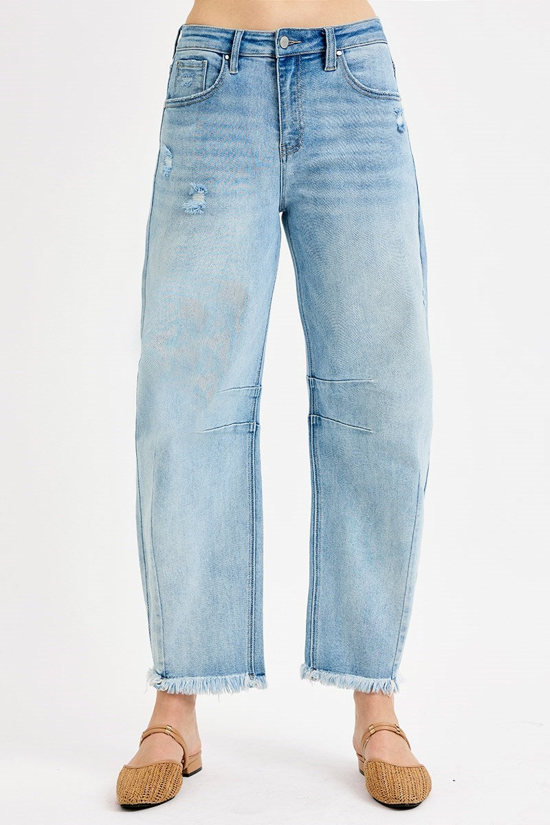 Slouchy Crop Light Barrel Jeans