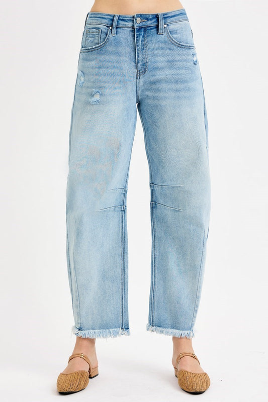 Slouchy Crop Light Barrel Jeans