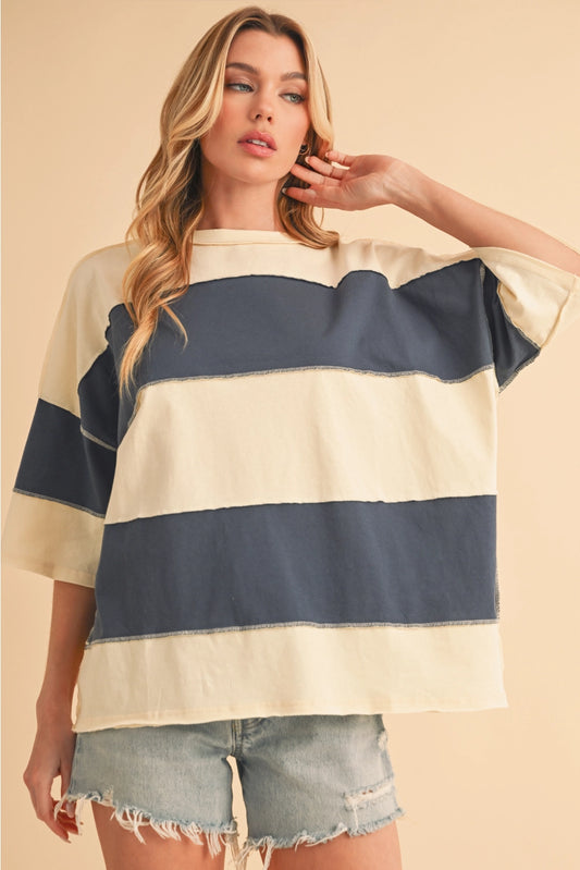 Contrast Panel Short Sleeve Top