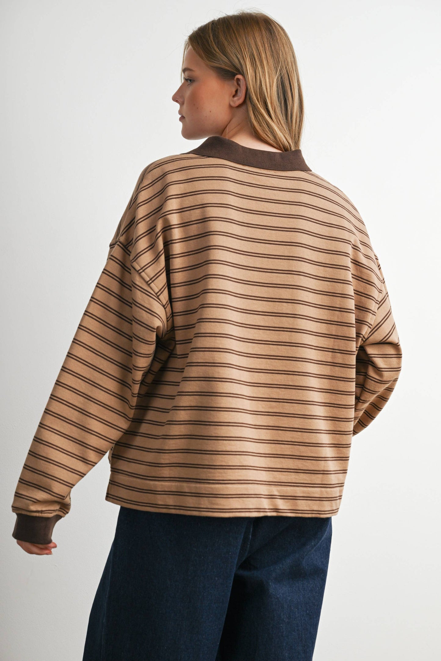 Striped Long Sleeve Polo Shirt