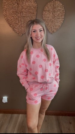 Polka Dot Crew Neck Sweatshirt