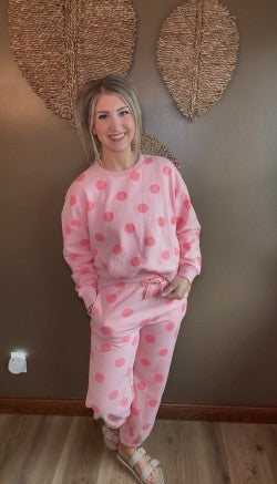 Polka Dot Crew Neck Sweatshirt