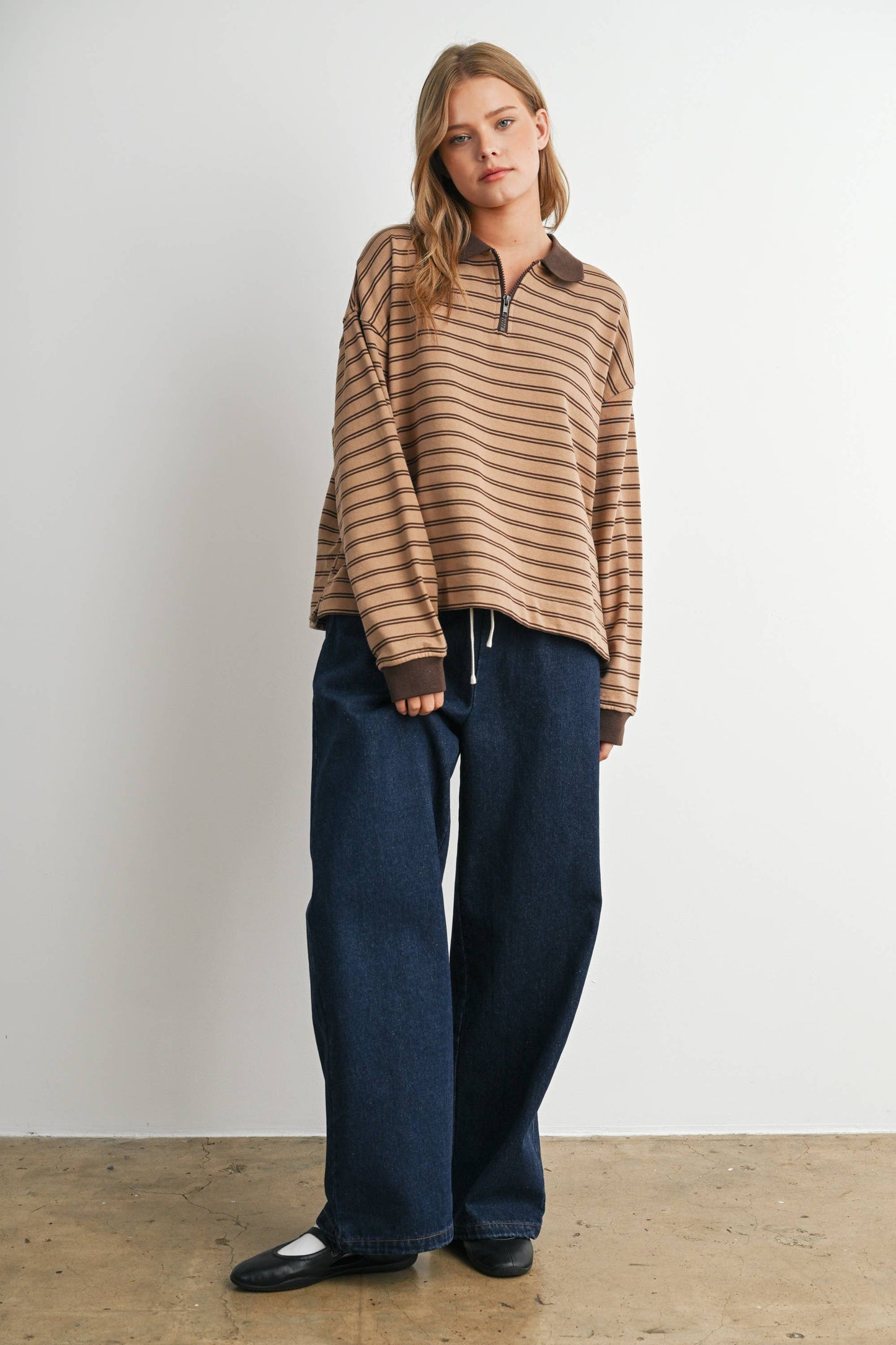 Striped Long Sleeve Polo Shirt
