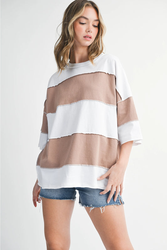Contrast Panel Short Sleeve Top